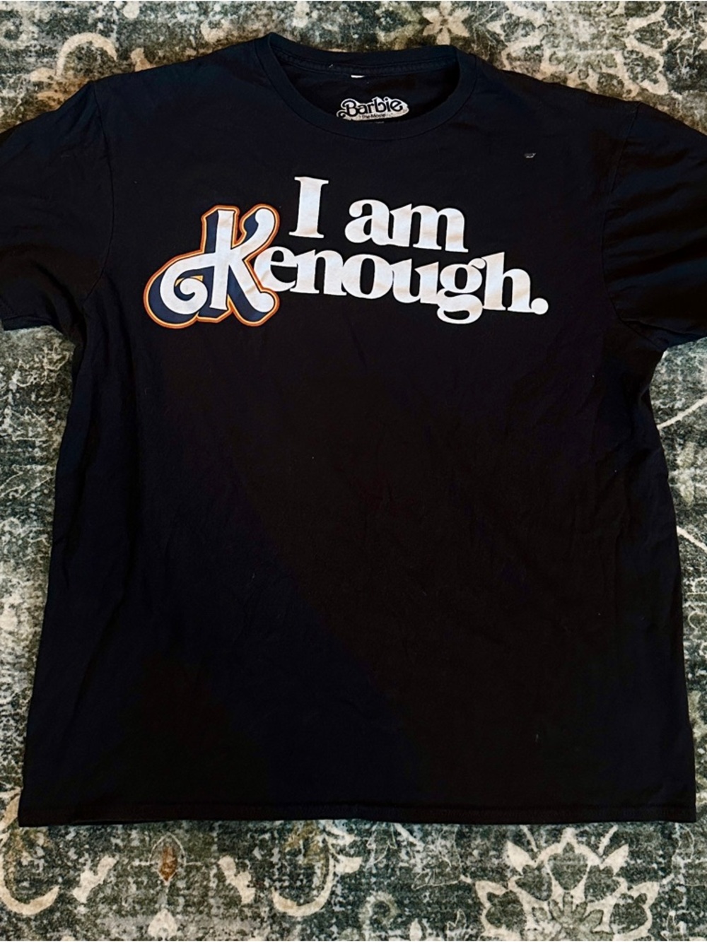 Barbie Black Graphic Tee with White and Orange Accents